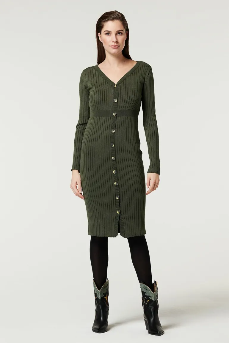 jurk_button_rib__grape_le_17.webp Noppies Jurken<Jurk Button Rib - Grape Leaf