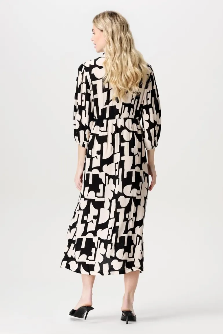 jurk_met_voedingsfunctie__1.webp Noppies Jurken | Jurken<Jurk Met Voedingsfunctie Lieksa - Monochrome All Over Print