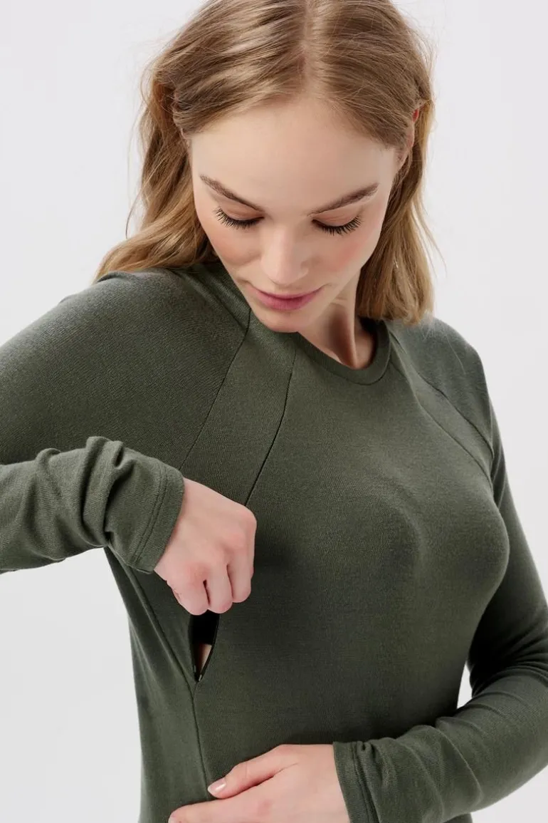 jurk_met_voedingsfunctie__5-102.webp Noppies Jurken | Jurken<Jurk Met Voedingsfunctie Zane - Olive
