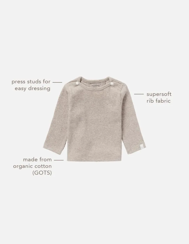 longsleeve_natal__taupe_m_7.webp Noppies Shirts | Basics<Longsleeve Natal - Taupe Melange