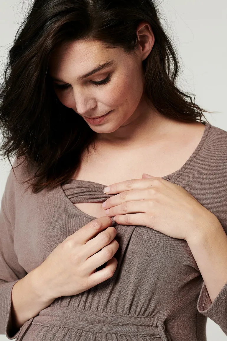 lounge_jurk_hays__taupe_m_6.webp Noppies Ondergoed | Nachtkleding & Loungewear<Lounge Jurk Hays - Taupe Melange
