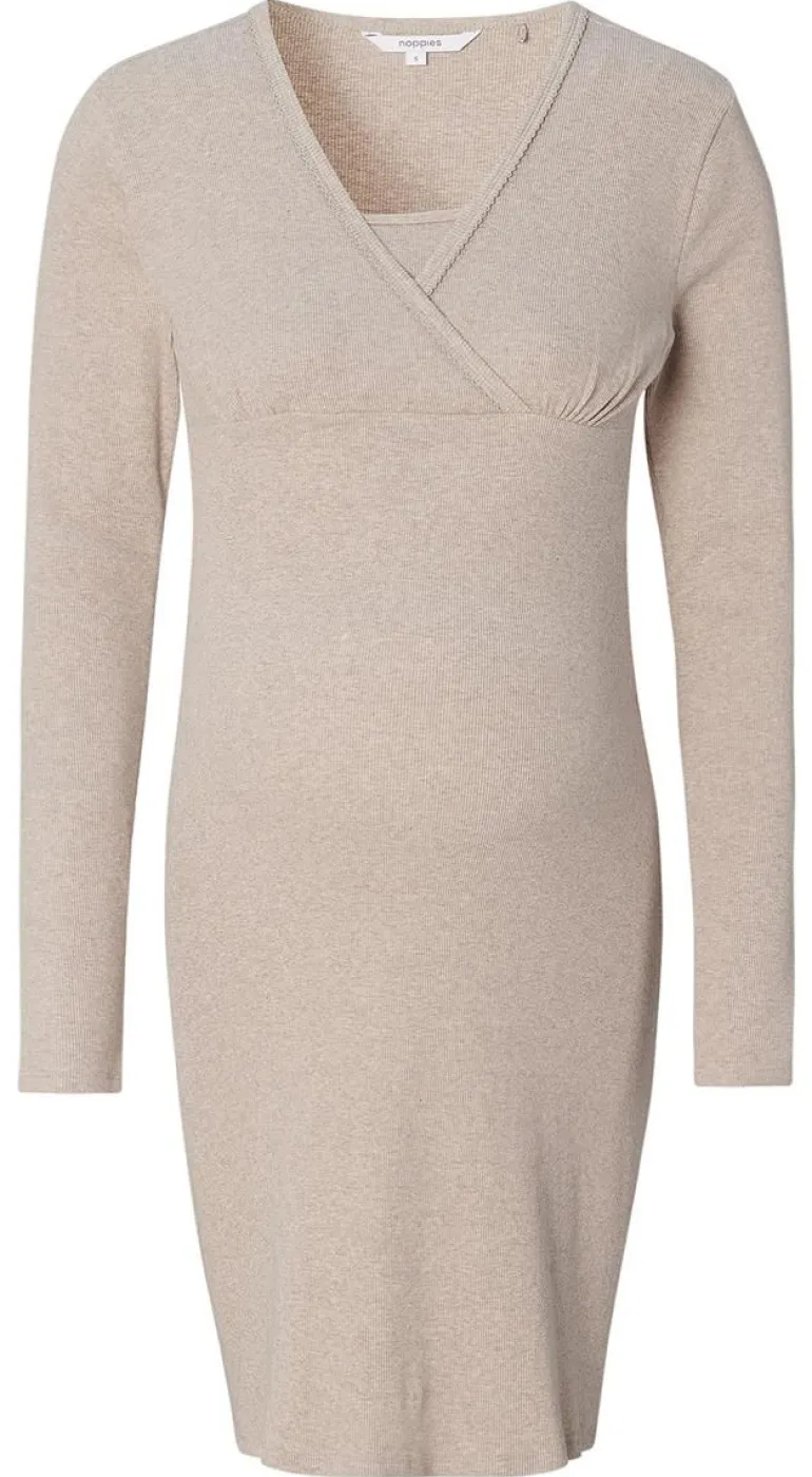 nachtjapon_met_voedingsfu_2-5.webp Noppies Nachtkleding & Loungewear | Ondergoed<Nachtjapon Met Voedingsfunctie Alisa - Taupe Melange