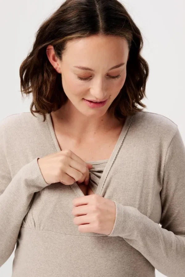 Noppies Nachtkleding & Loungewear | Ondergoed<Nachtjapon Met Voedingsfunctie Alisa - Taupe Melange