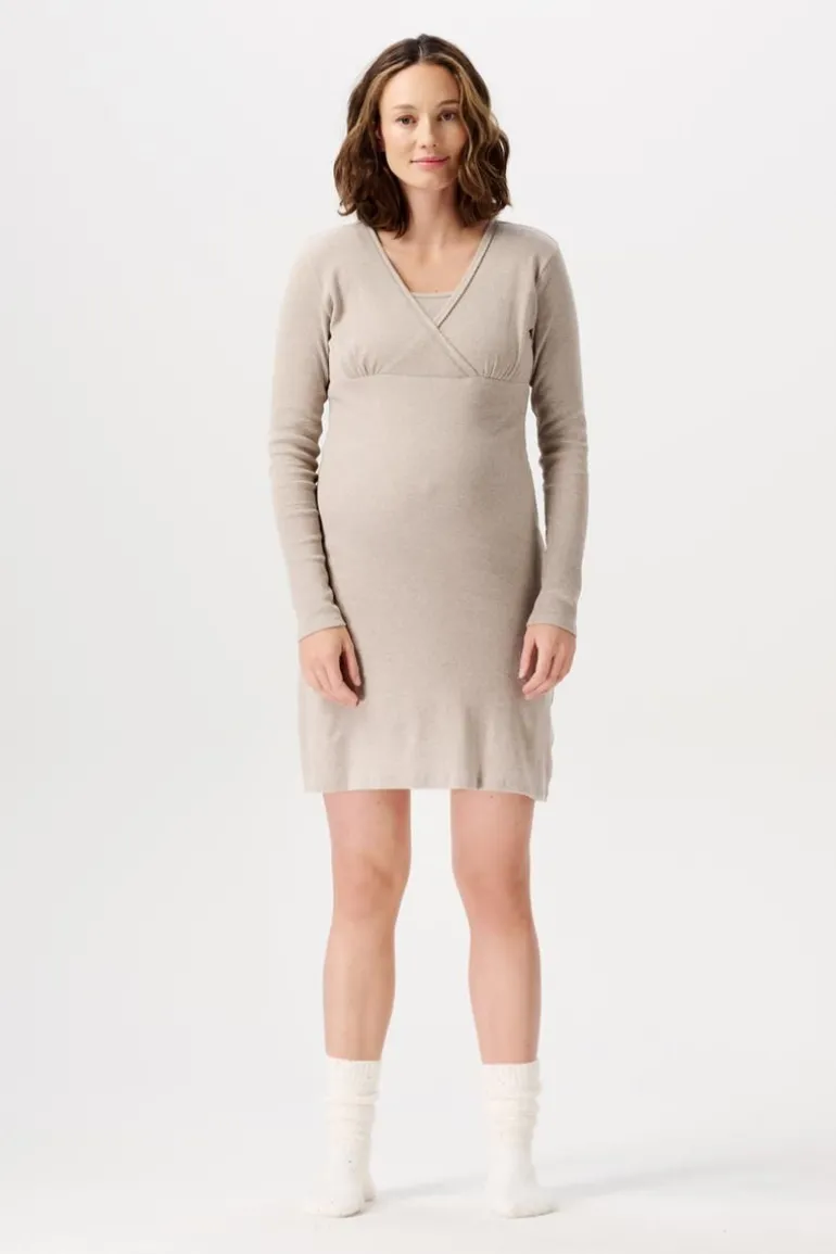nachtjapon_met_voedingsfu_7-5.webp Noppies Nachtkleding & Loungewear | Ondergoed<Nachtjapon Met Voedingsfunctie Alisa - Taupe Melange