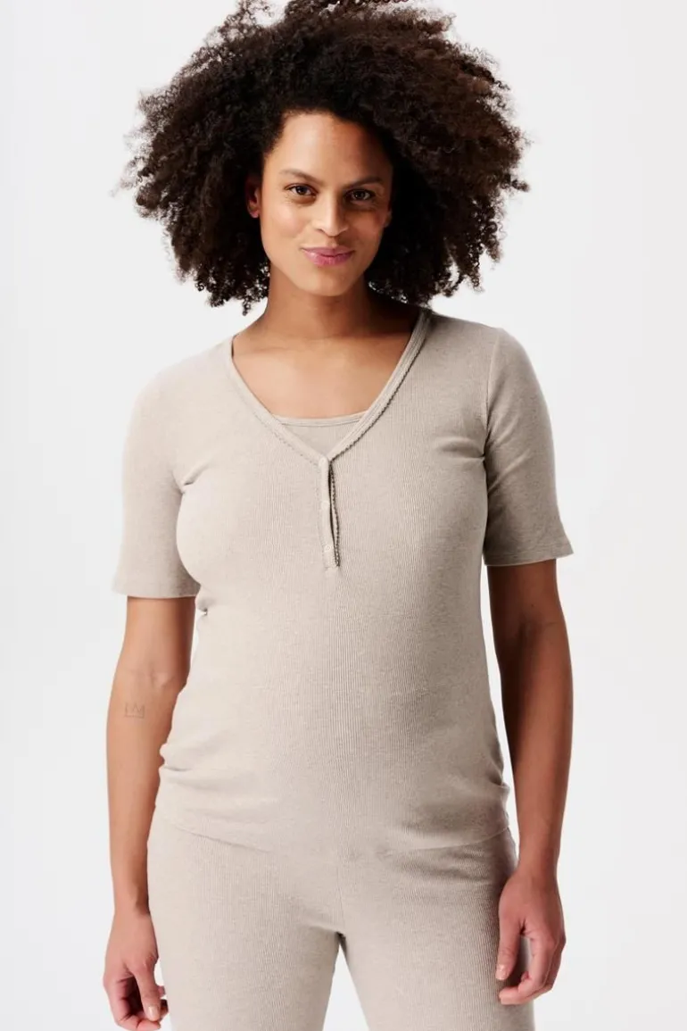 pyjamatop_met_voedingsfun_0-8.webp Noppies Nachtkleding & Loungewear | Ondergoed<Pyjamatop Met Voedingsfunctie Renate - Taupe Melange