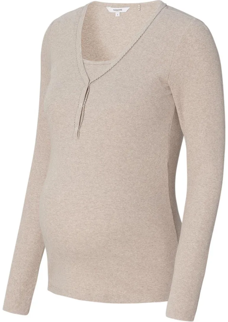 pyjamatop_met_voedingsfun_12-2.webp Noppies Nachtkleding & Loungewear | Ondergoed<Pyjamatop Met Voedingsfunctie Amala - Taupe Melange