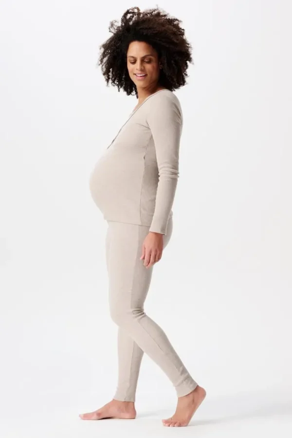 Noppies Nachtkleding & Loungewear | Ondergoed<Pyjamatop Met Voedingsfunctie Amala - Taupe Melange