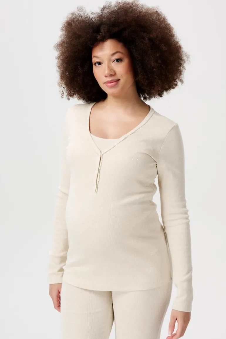pyjamatop_met_voedingsfun_6.webp Noppies Ondergoed | Nachtkleding & Loungewear<Pyjamatop Met Voedingsfunctie Amala - Oatmeal