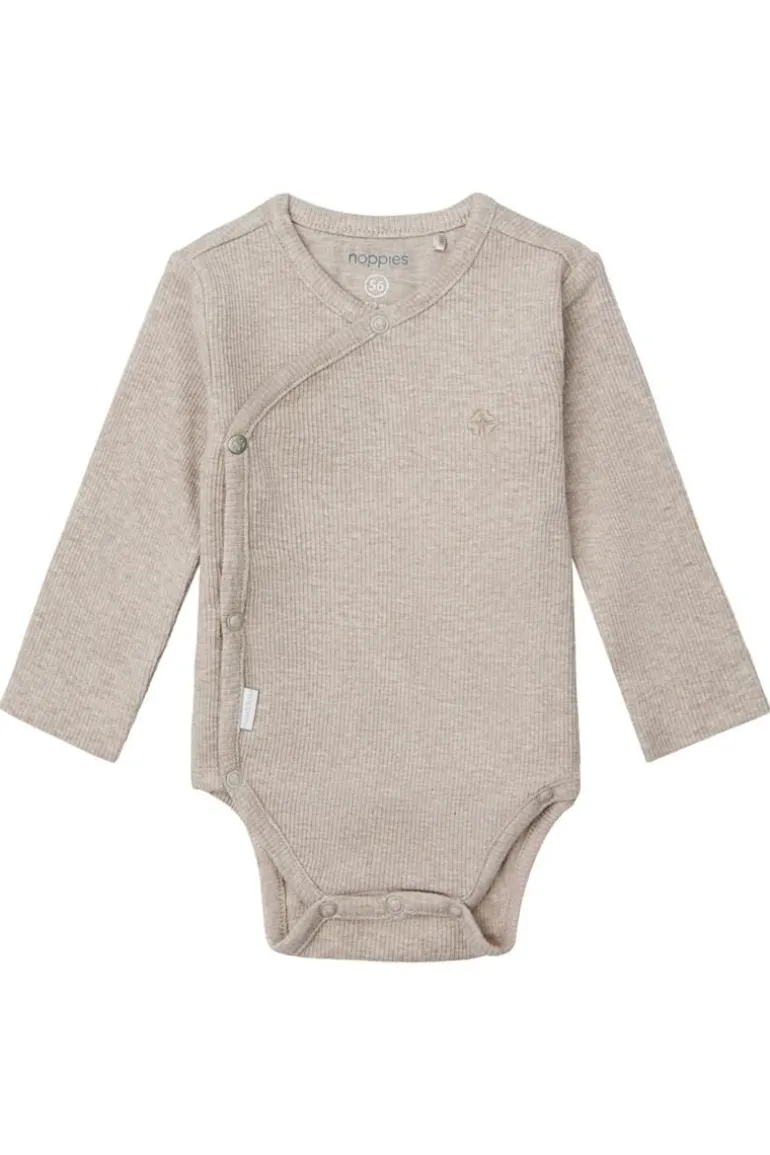 romper_nino__taupe_melang_0.webp Noppies Rompers | Basics<Romper Nino - Taupe Melange