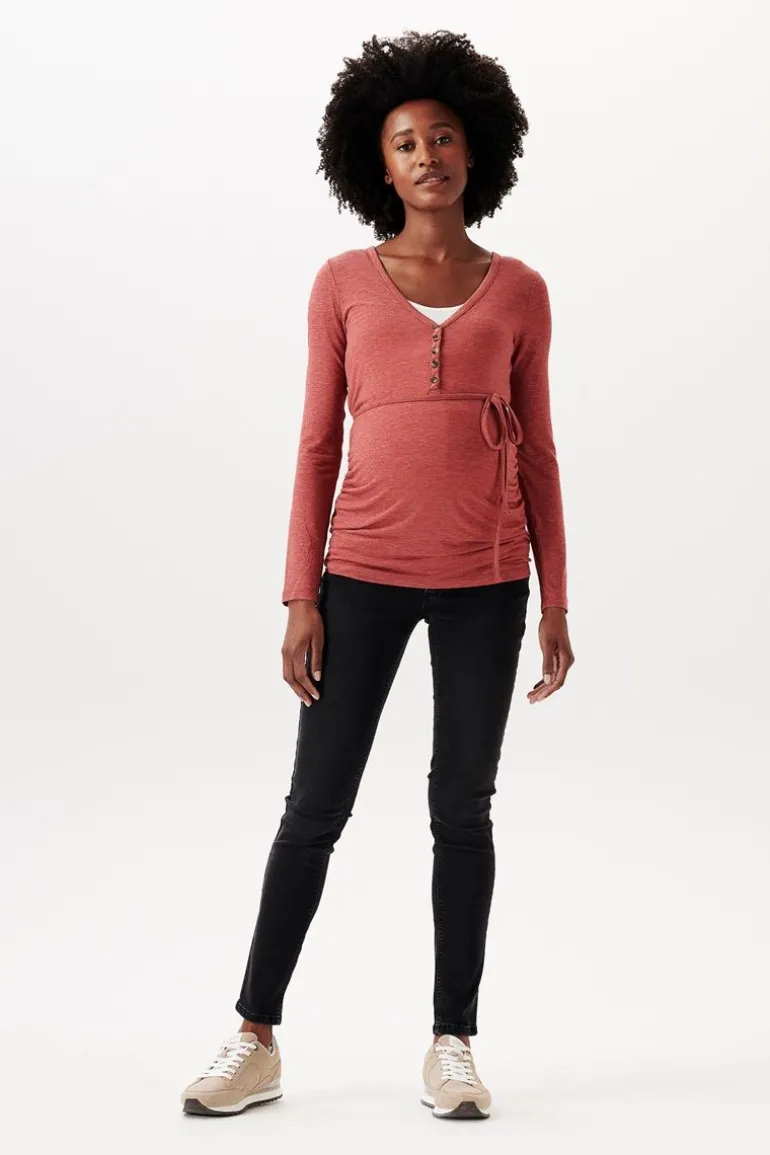 voedingsshirt__dark_red_0.webp Noppies Shirts | Shirts<Voedingsshirt - Dark Red