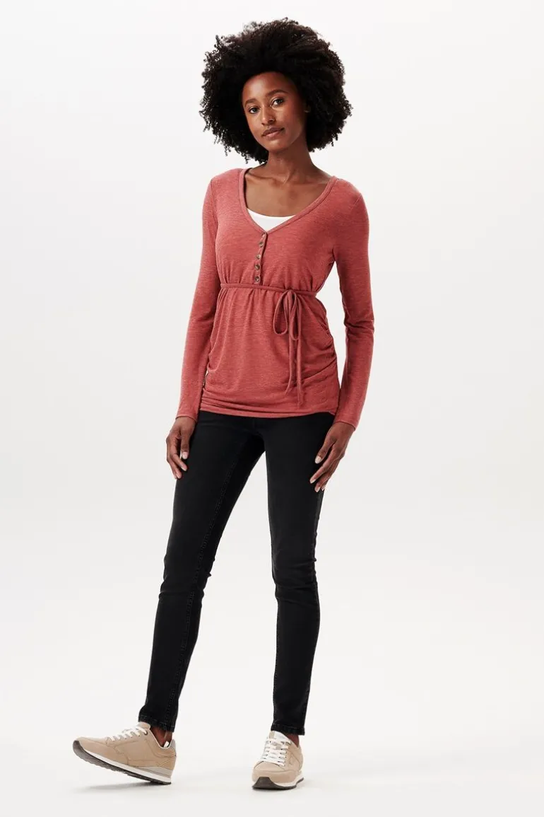 voedingsshirt__dark_red_7.webp Noppies Shirts | Shirts<Voedingsshirt - Dark Red