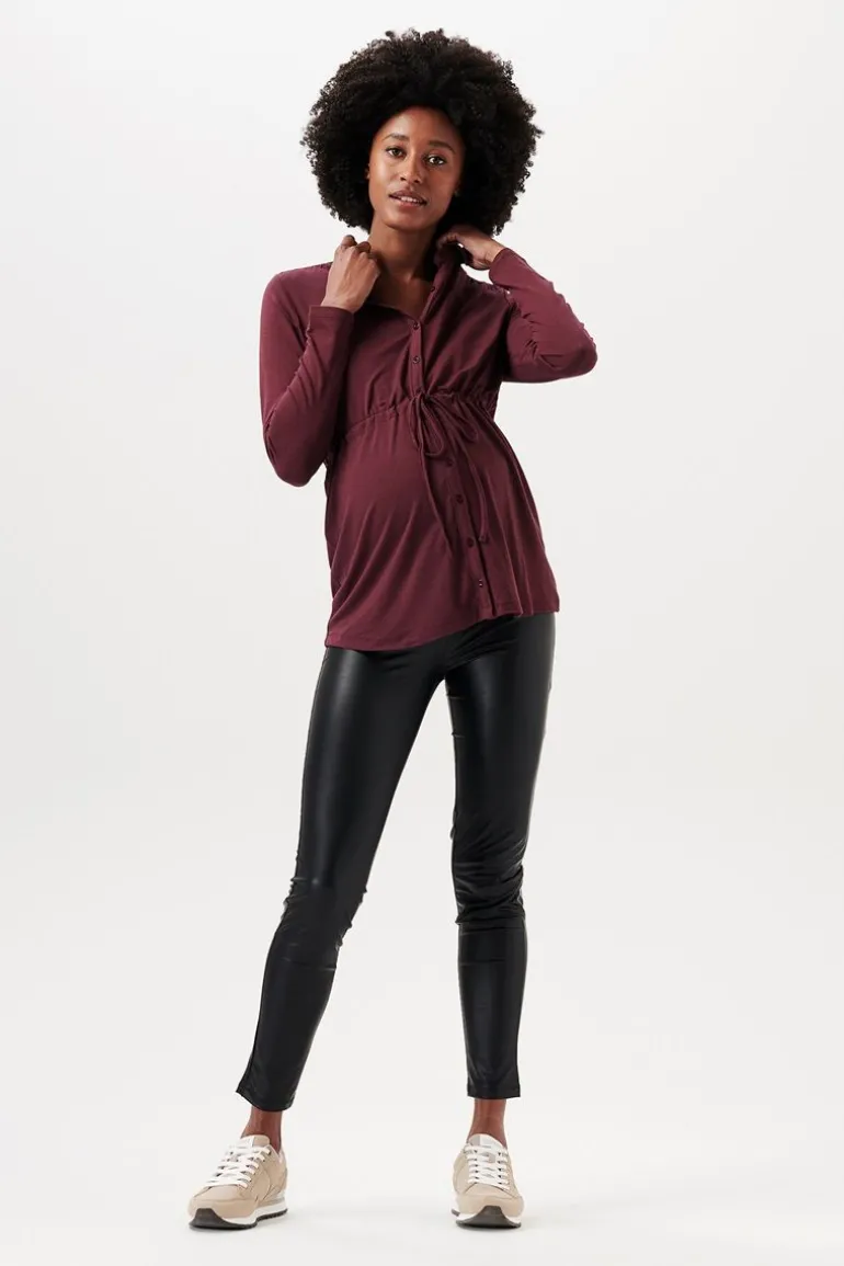 voedingsshirt__plum_brown_0.webp Noppies Shirts | Shirts<Voedingsshirt - Plum Brown
