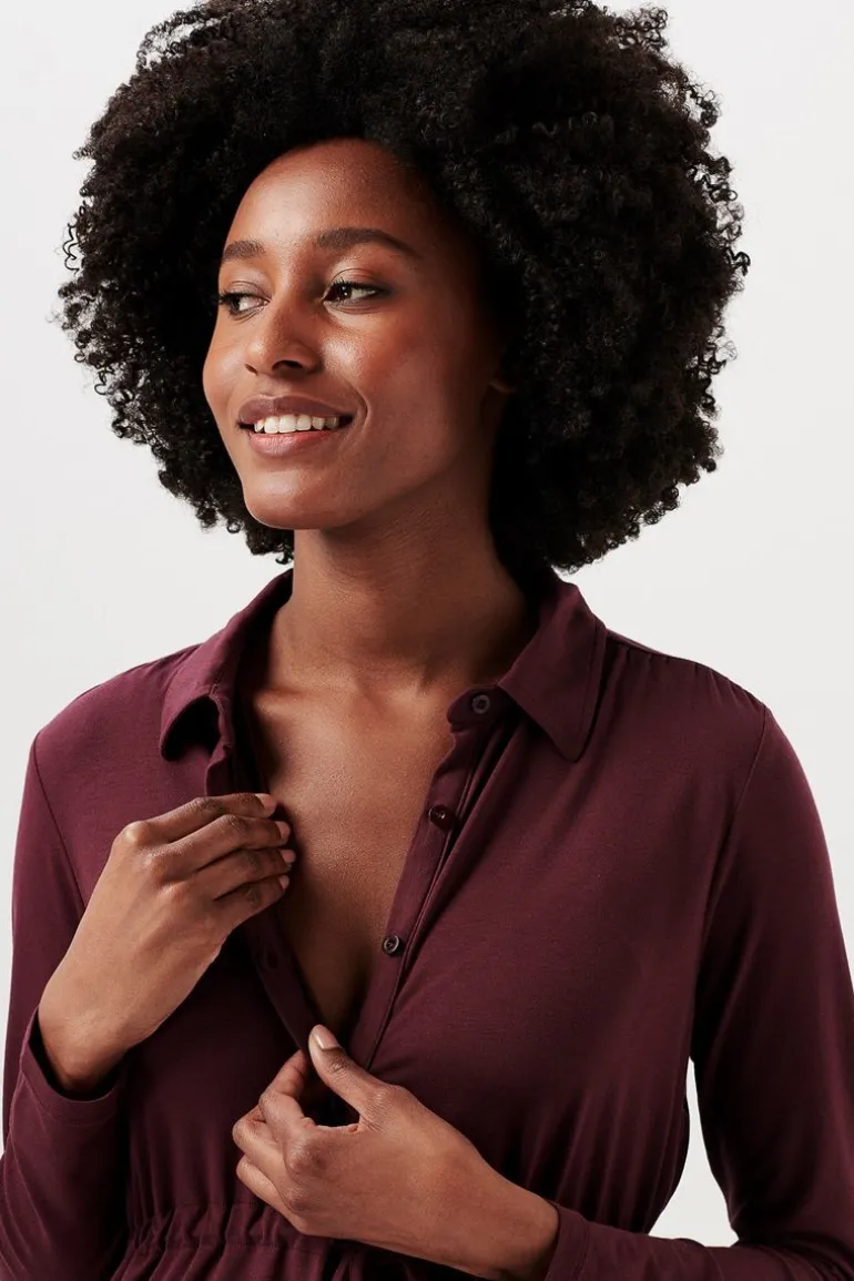 voedingsshirt__plum_brown_14.webp Noppies Shirts | Shirts<Voedingsshirt - Plum Brown