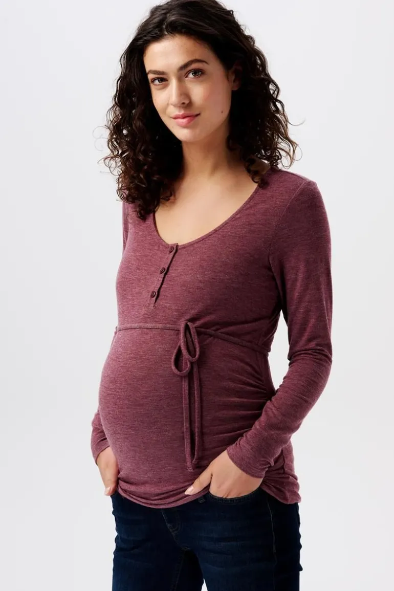 voedingsshirt__plum_red_0-2.webp Noppies Shirts | Shirts<Voedingsshirt - Plum red