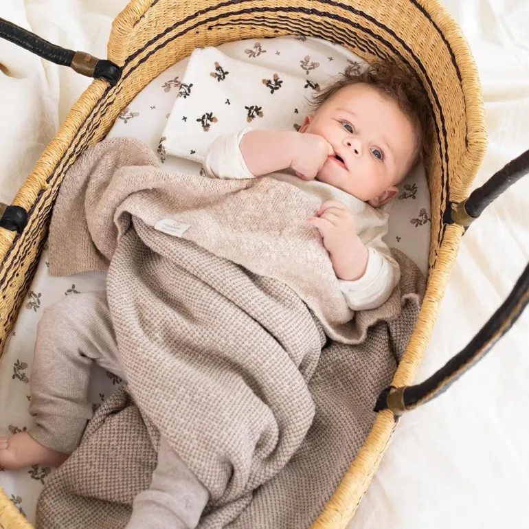 wieg_deken_melange_knit_x_13-1.webp Noppies Dekens | Babykamer<Wieg Deken Melange Knit 75x100 Cm - Oxford Tan